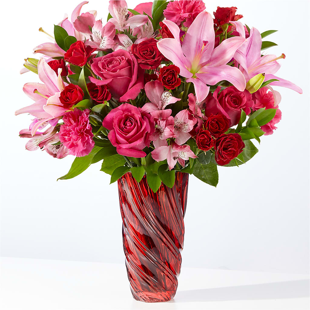 In Love Bouquet with Luxe Swirl Vase – C IMONDI & SON FLORIST & GREENHOUSE, Pawtucket RI