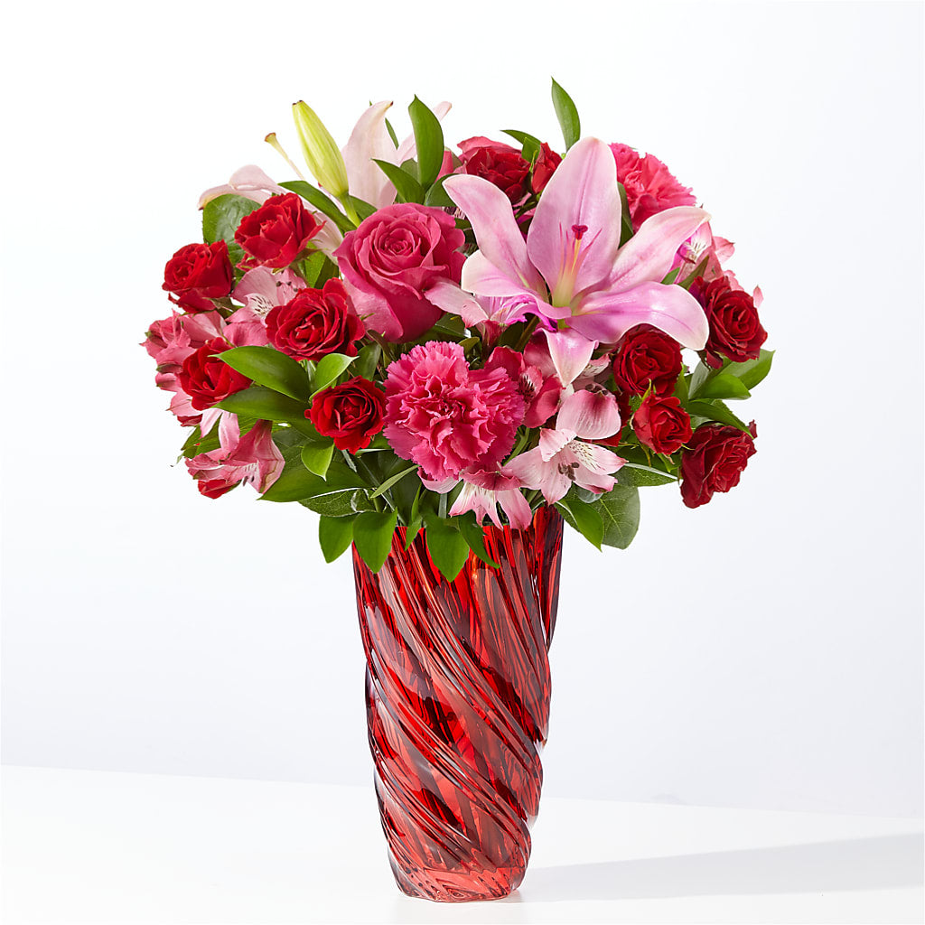 In Love Bouquet with Luxe Swirl Vase – C IMONDI & SON FLORIST & GREENHOUSE, Pawtucket RI