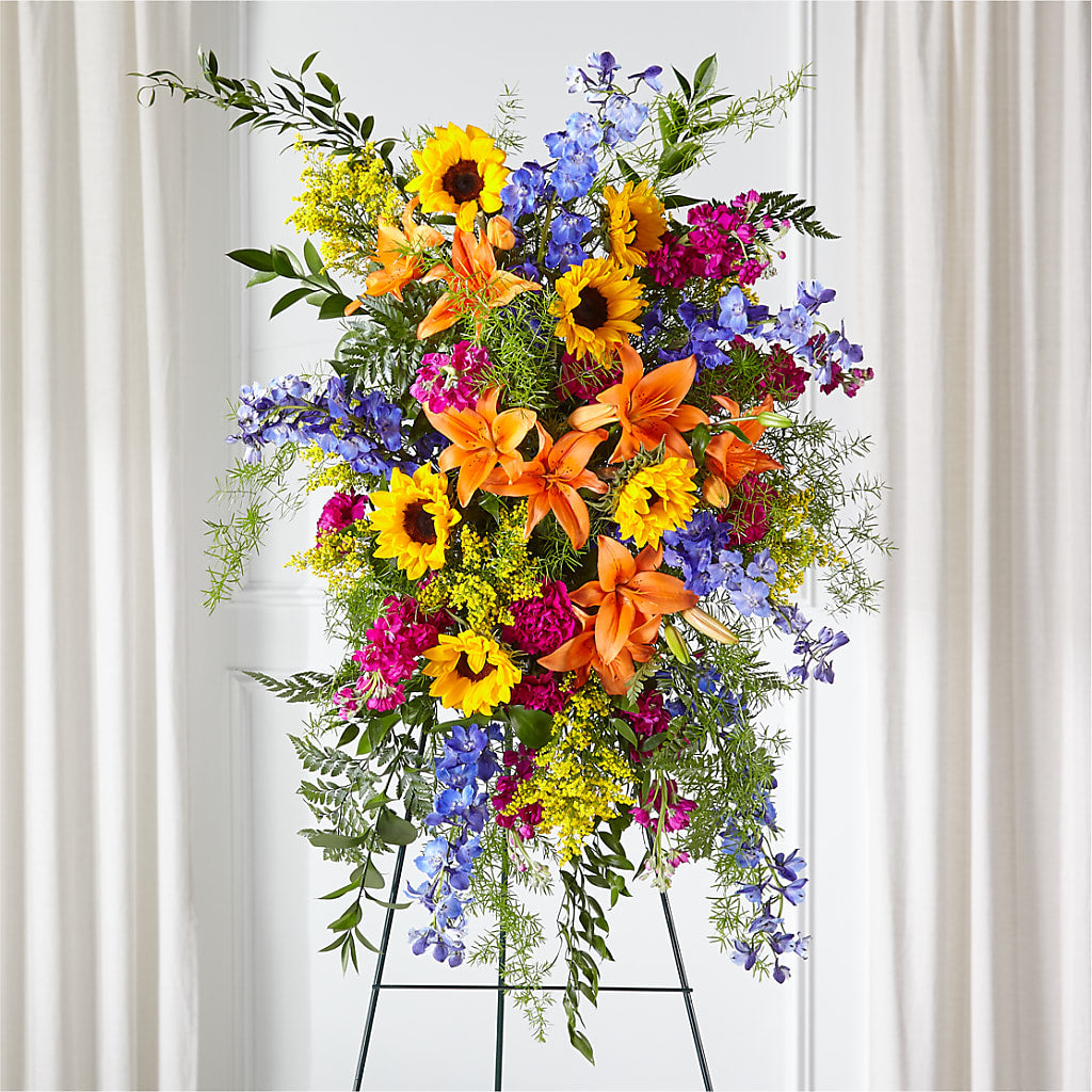 Sunlit Memories Standing Spray (Standard) – C IMONDI & SON FLORIST & GREENHOUSE, Pawtucket RI