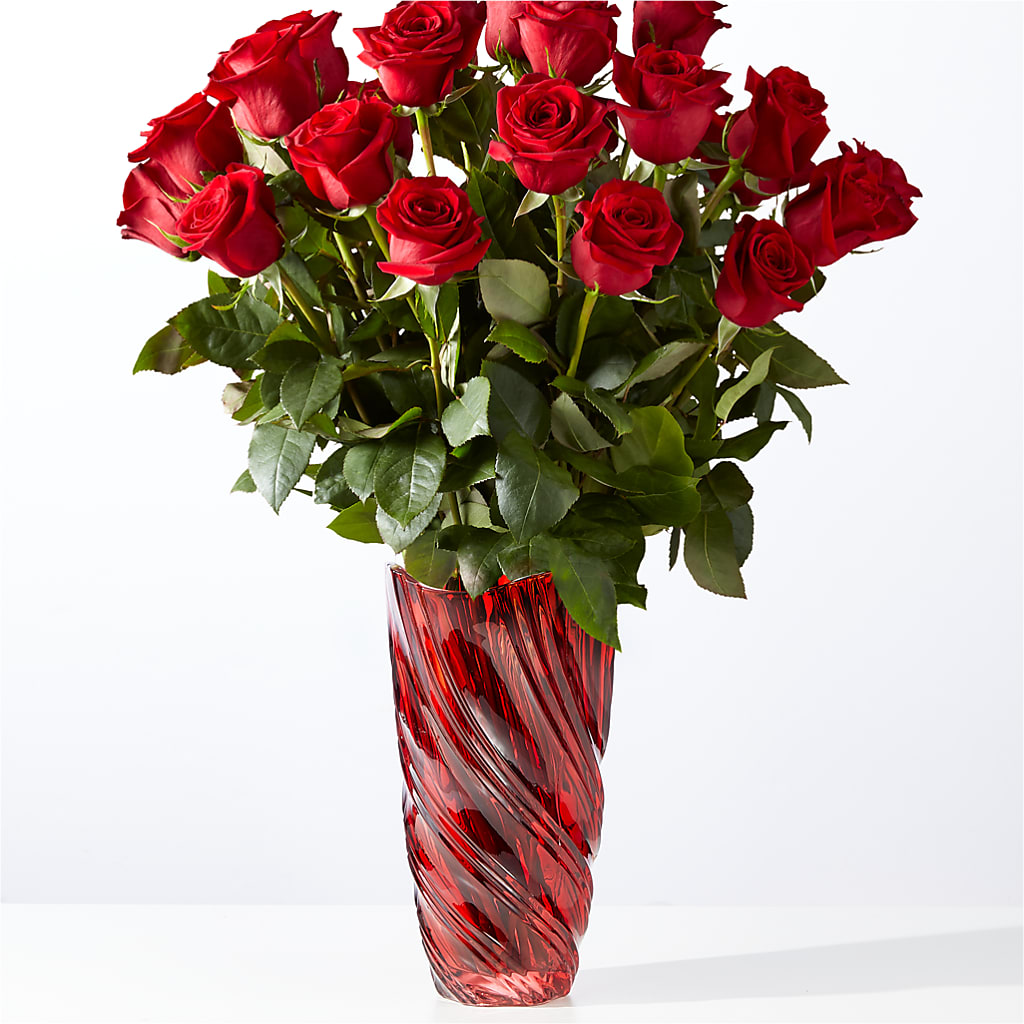 Classic Love Red Rose Bouquet with Luxe Swirl Vase – C IMONDI & SON FLORIST & GREENHOUSE, Pawtucket RI