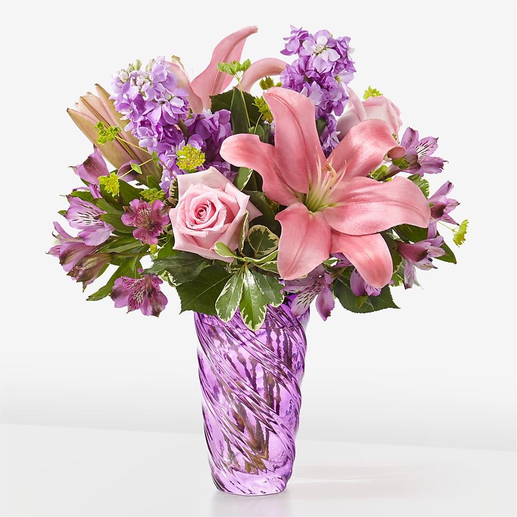 Precious Petals Bouquet with Luxe Swirl Vase – C IMONDI & SON FLORIST & GREENHOUSE, Pawtucket RI