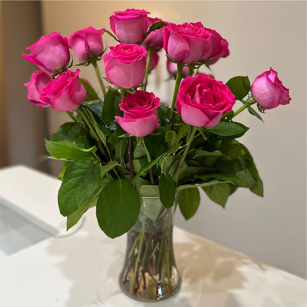 Long Stem Pink Rose Bouquet – C IMONDI & SON FLORIST & GREENHOUSE, Pawtucket RI