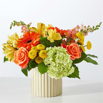 Autumn Sunshine Bouquet with Ivory Vase – C IMONDI & SON FLORIST & GREENHOUSE, Pawtucket RI