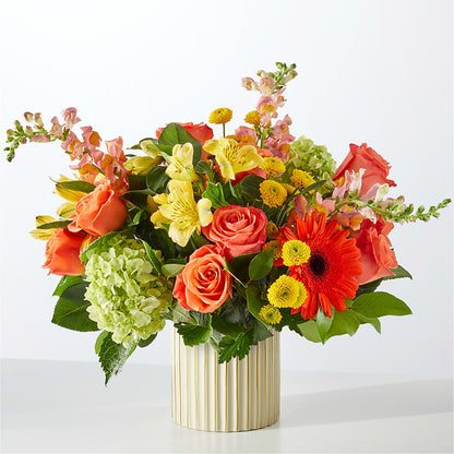Autumn Sunshine Bouquet with Ivory Vase – C IMONDI & SON FLORIST & GREENHOUSE, Pawtucket RI