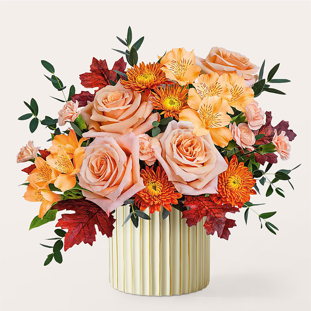 Spiced Latte Bouquet with Ivory Vase – C IMONDI & SON FLORIST & GREENHOUSE, Pawtucket RI