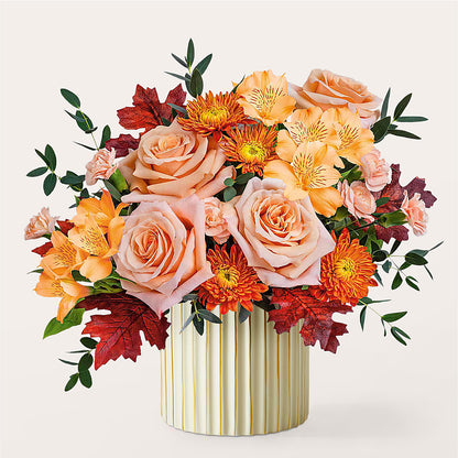 Spiced Latte Bouquet with Ivory Vase – C IMONDI & SON FLORIST & GREENHOUSE, Pawtucket RI