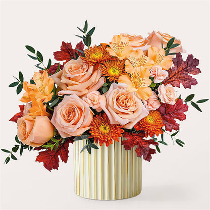 Spiced Latte Bouquet with Ivory Vase – C IMONDI & SON FLORIST & GREENHOUSE, Pawtucket RI