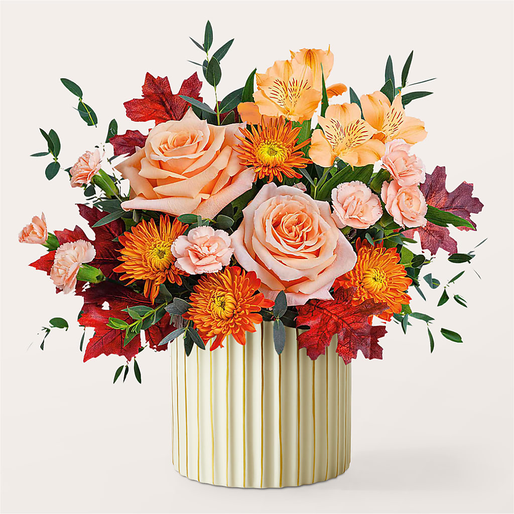Spiced Latte Bouquet with Ivory Vase – C IMONDI & SON FLORIST & GREENHOUSE, Pawtucket RI